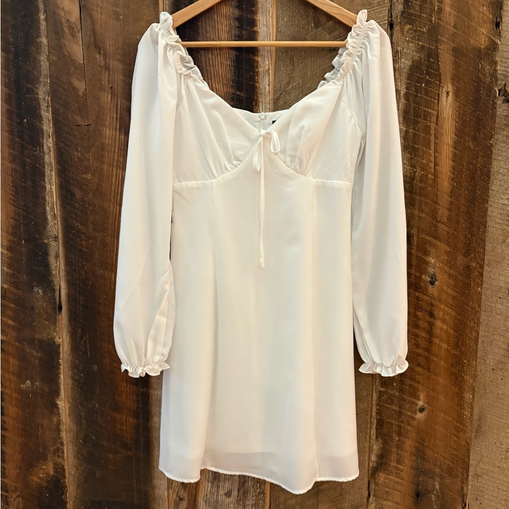 Long-Sleeve ‘Milkmaid’ Style White Dress